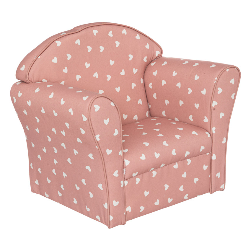Fauteuil club imprimé coeurs Terracotta 