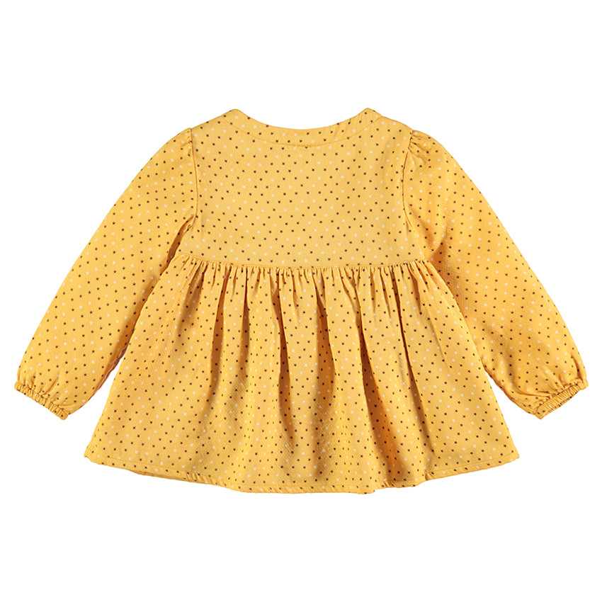 Tunique manches longues moutarde avec pois imprimés all-over 