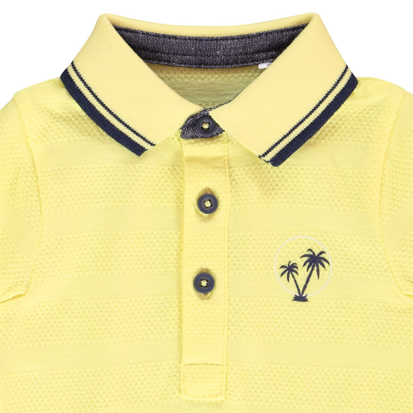 Polo manches courtes en jersey et détails chambray pour bébé garçon 