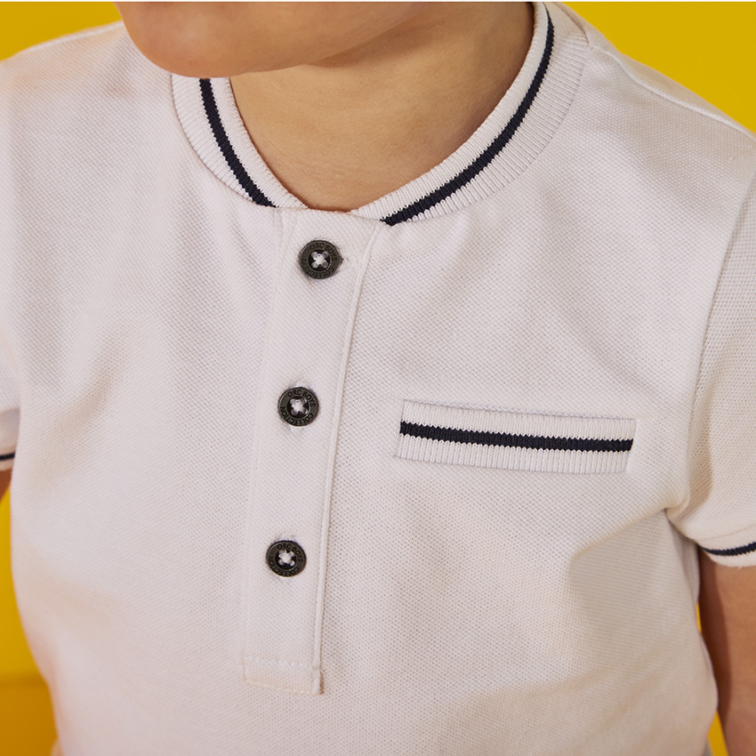 Polo manches courtes uni à col teddy pour bébé garçon 