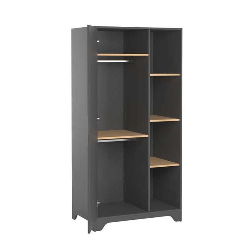 Armoire 1 porte Leaf - Graphite / Bois 