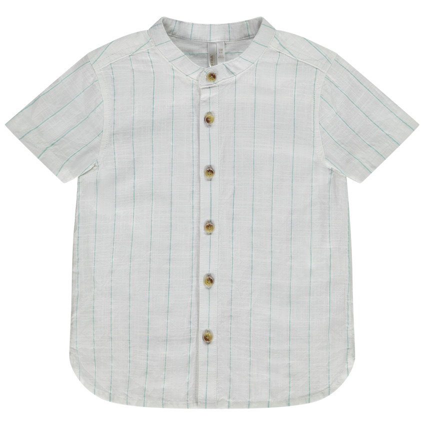 Chemise manches courtes rayée à col mao pour bébé garçon