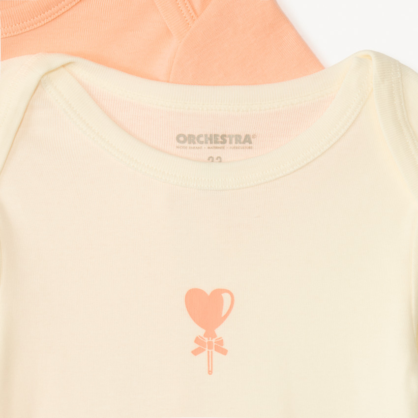 Lot de 5 bodies manches courtes unis print fantaisie pour bébé fille 