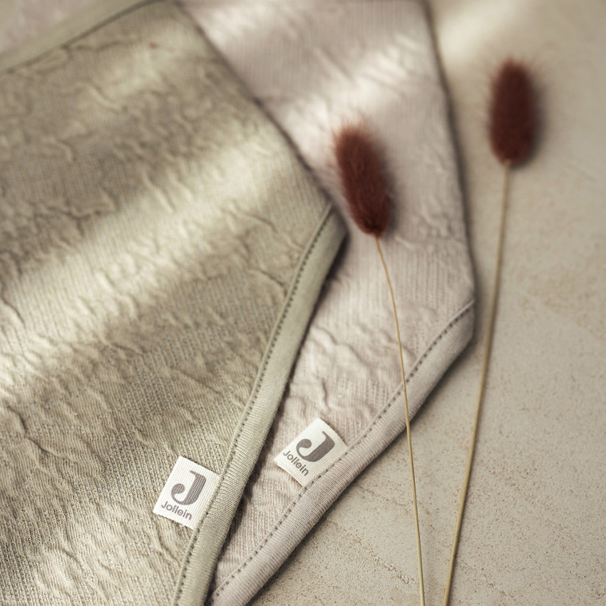 Lot de 2 bavoirs bandanas Soft Waves olive green 