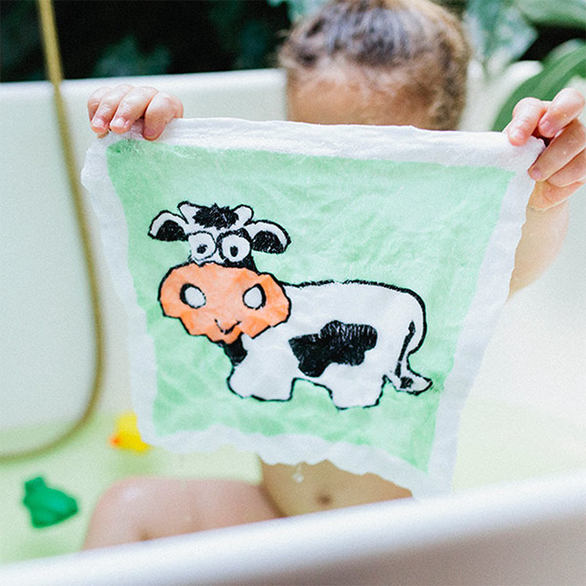 Serviette de bain comprimée 30 x 30 cm vache 