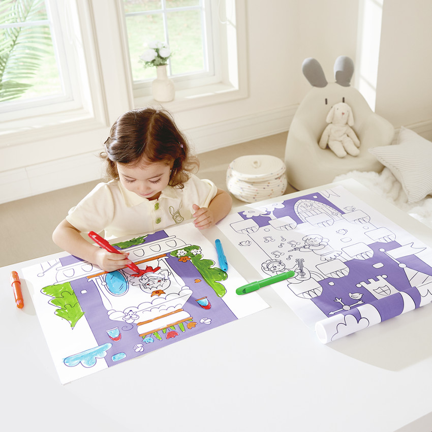 Rouleau à dessin 5m avec feutres Château fort 