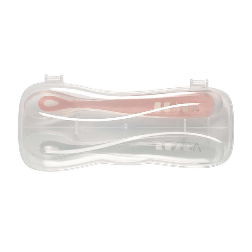 Set de 2 cuillères 1er âge en silicone - Old Pink 