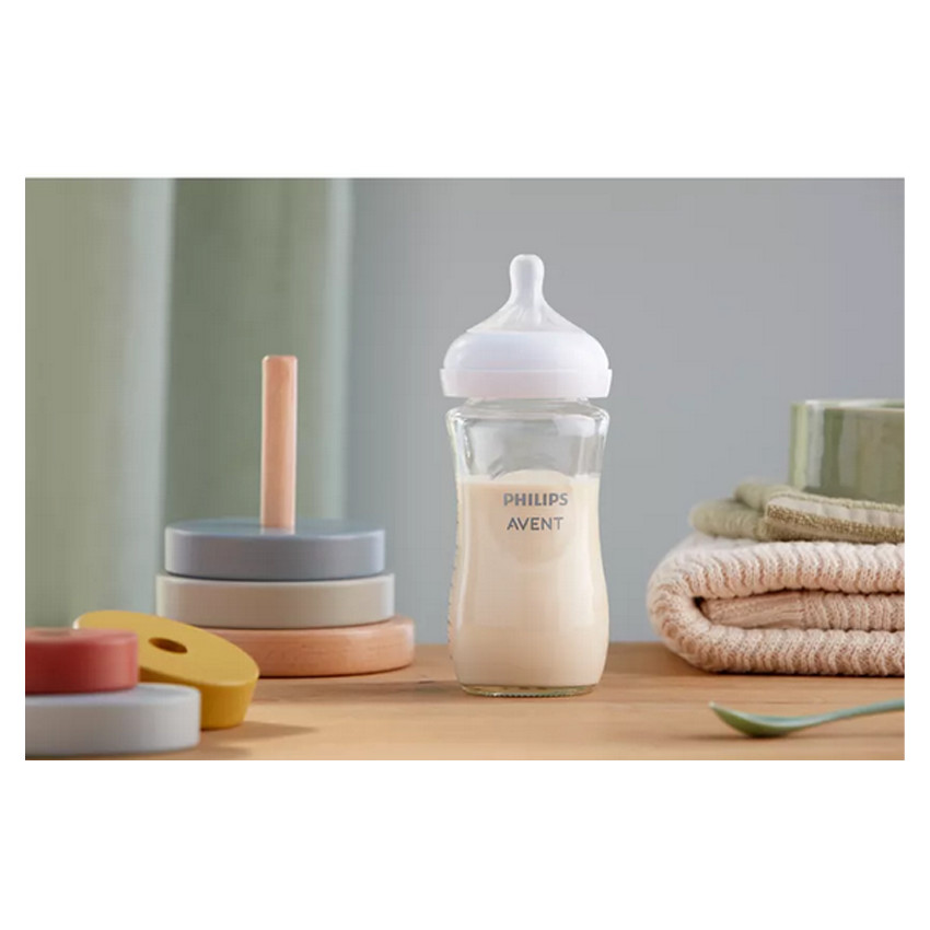 Biberon Natural Response 3.0 en Verre 240ml - 2 pièces - Transparent (Avent) - Image 2