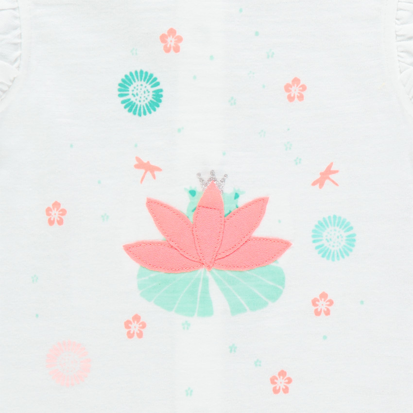 Ensemble avec tunique, boléro uni et legging imprimés fleurs 