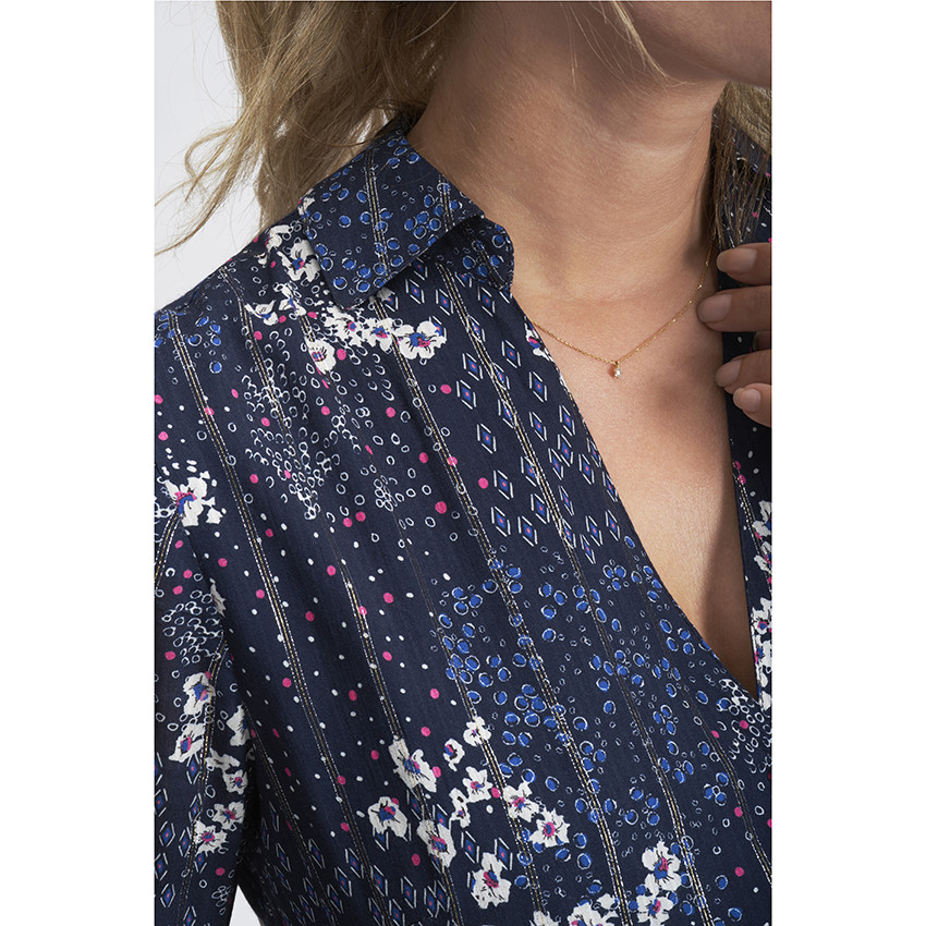 Robe de grossesse en voile à manches longues imprimé fleuri  