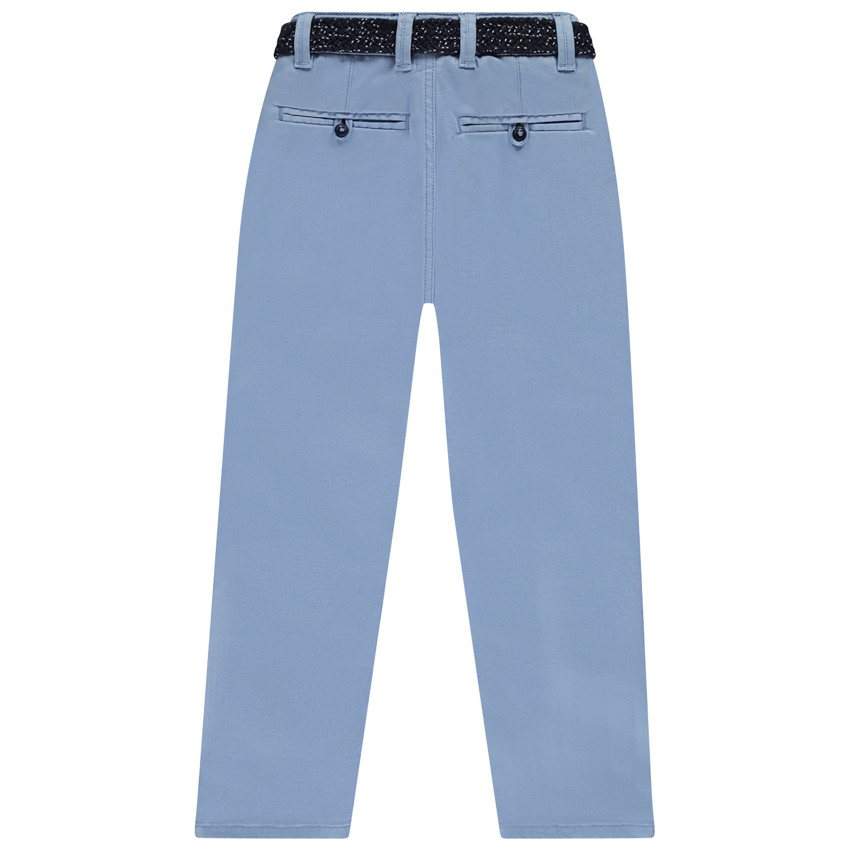 Pantalon chino uni avec ceinture tressée pour garçon 