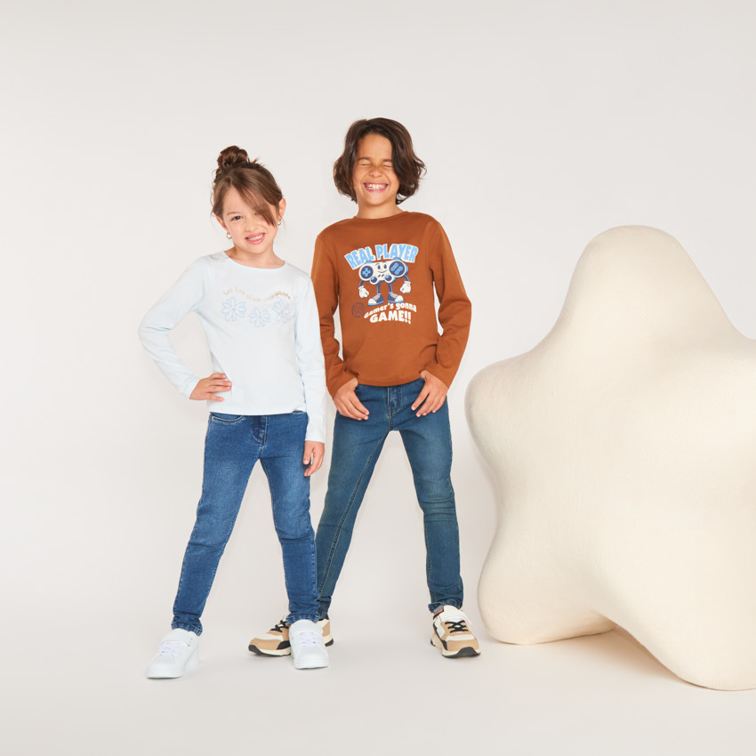 T-shirt manches longues print pailleté pour fille 