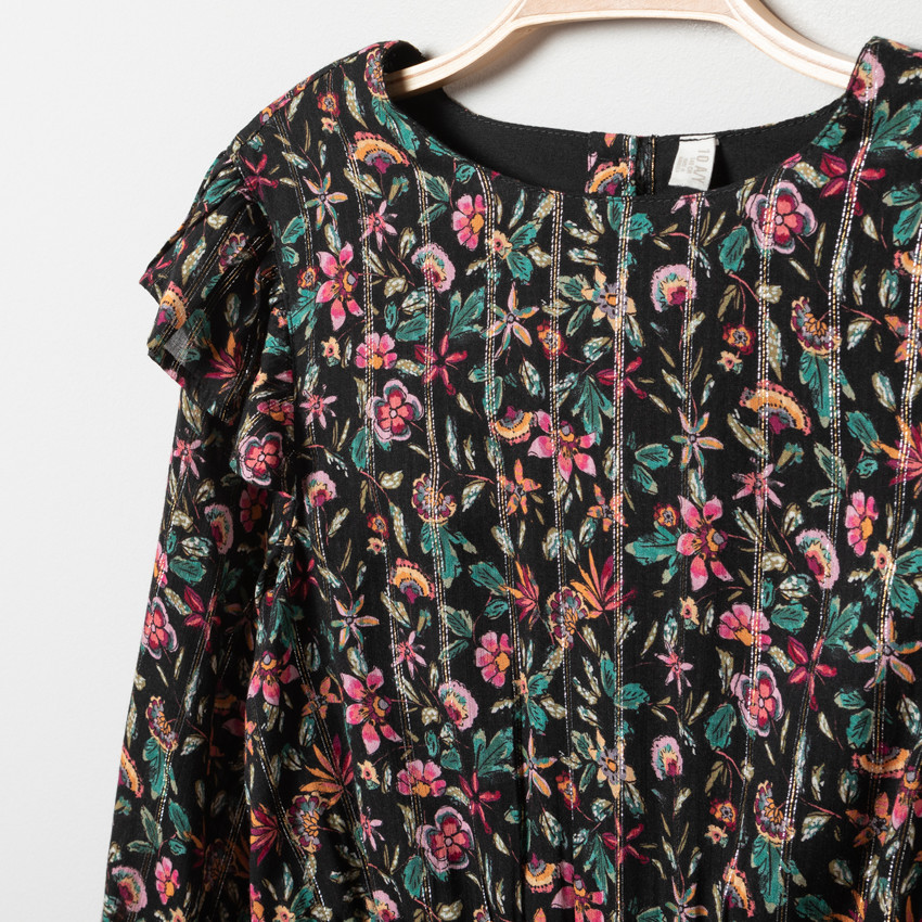 Robe manches longues à imprimé floral pour enfant fille 