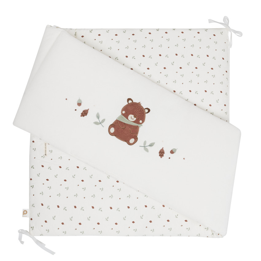 Tour de lit 3 pans double face en velours Roi des Forêts écru 