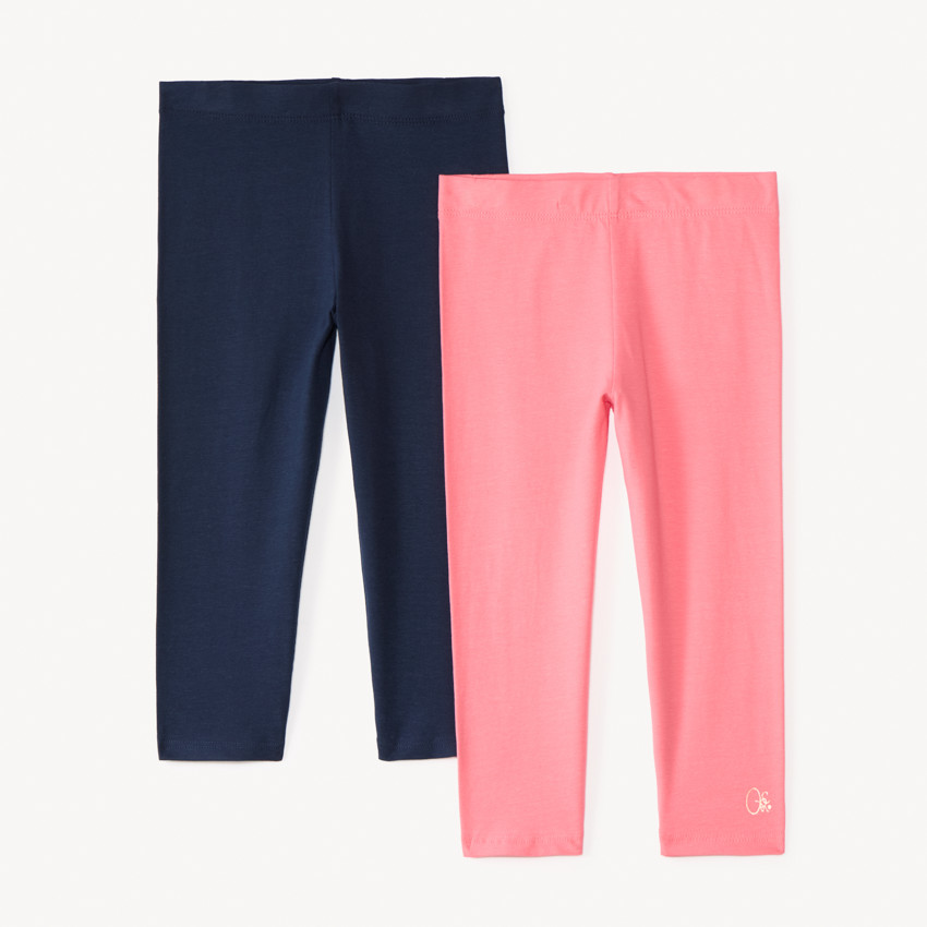 Lot de 2 leggings courts unis print logo pour fille
