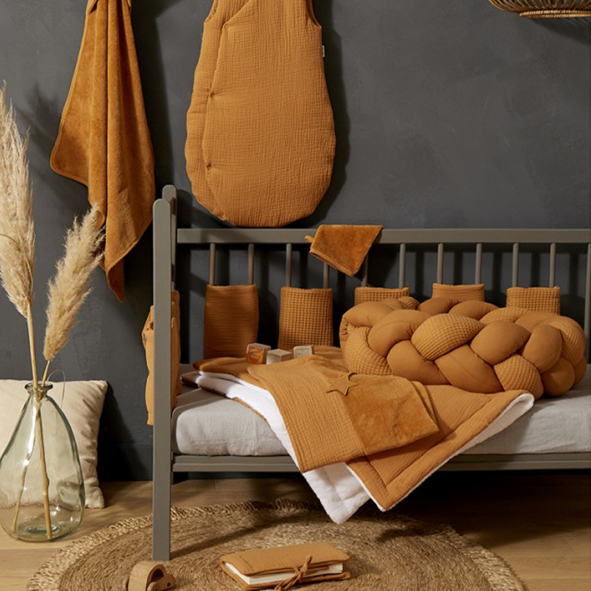 Couverture gaze de coton et microfibre Noisette 