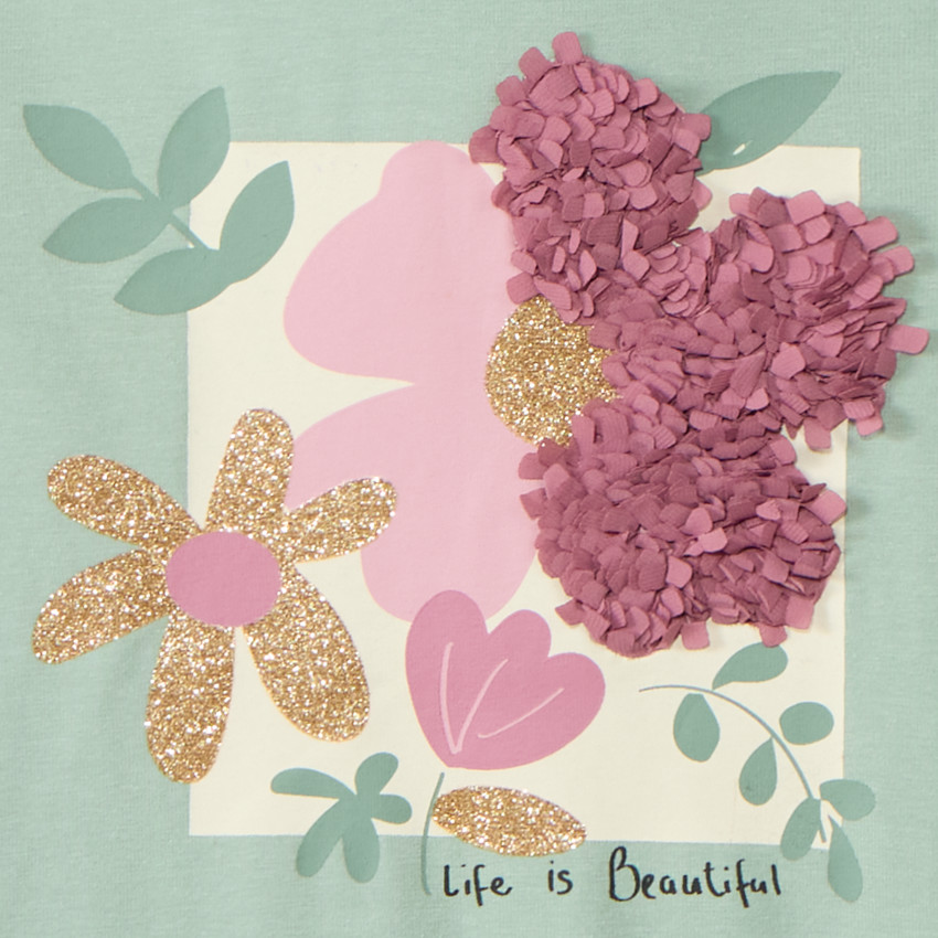 Sous-pull à col roulé et fleur effet pétales 3D pour fille 