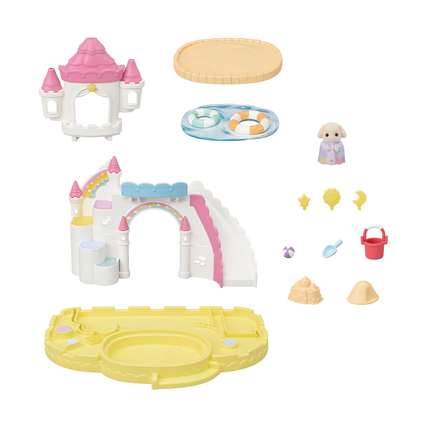 Le château avec bac à sable et piscine des bébés + bébé Lapin Bélier 