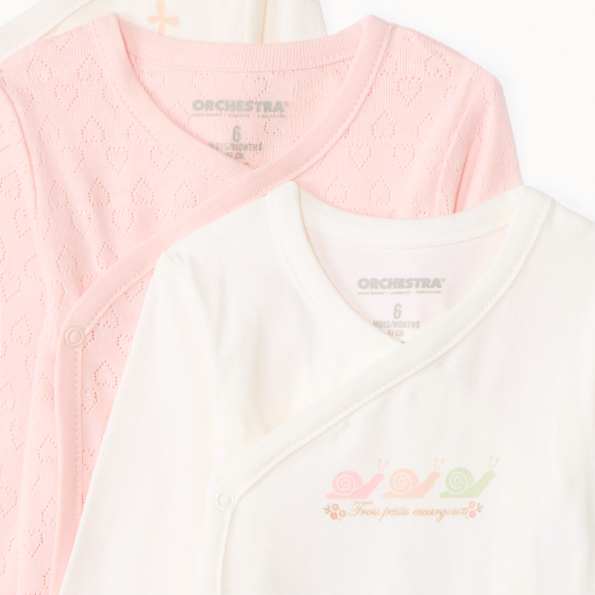 Lot de 7 bodies manches longues fantaisie pour bébé fille avec ouvertures différentes selon l'âge  