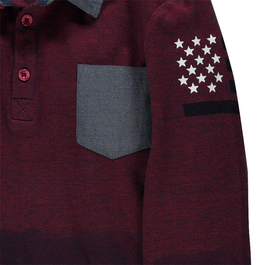 Junior - Polo manches longues effet dégradé avec détails en chambray 