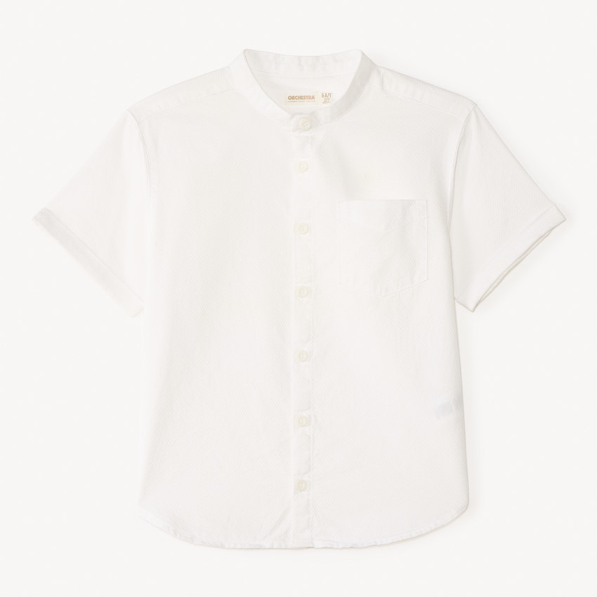 Chemise manches courtes col mao en façonné pour bébé garçon 
