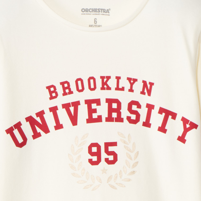 T-shirt manches longues print varsity pour fille 