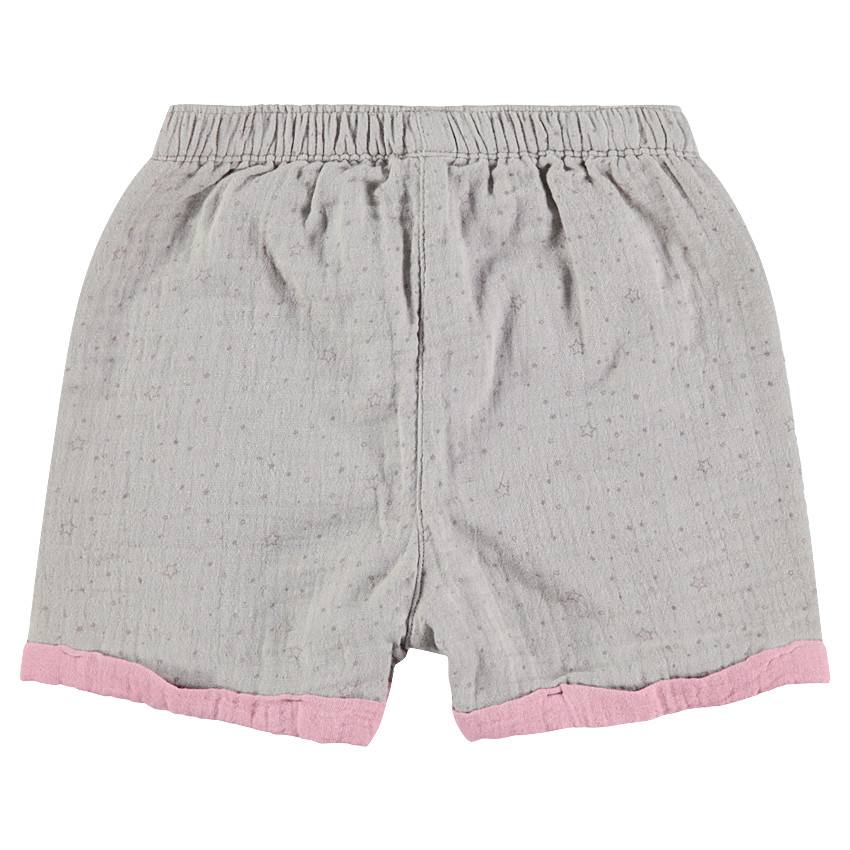 Short en coton doublé effet gaufré avec petites étoiles imprimées 