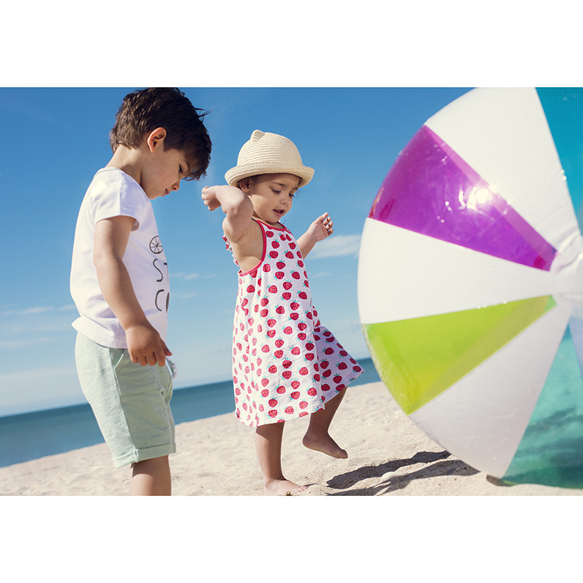 Robe imprimée à bretelles volantées pour bébé fille 