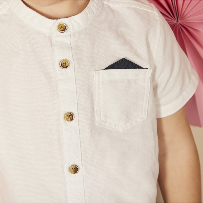 Chemise manches courtes col mao à mouchoir pour bébé garçon 