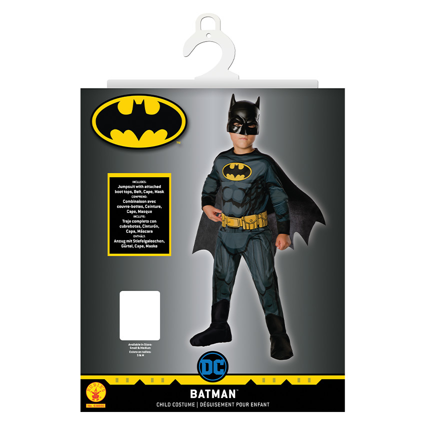 Déguisement Batman avec combinaison, cape et masque Taille 7-8 ans