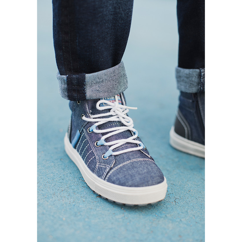 Bottillons effet jeans à lacets et zip du 24 au 27 