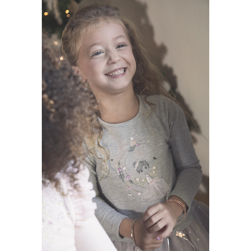 Robe de fêtes effet 2 en 1 bi-matière pour enfant fille 