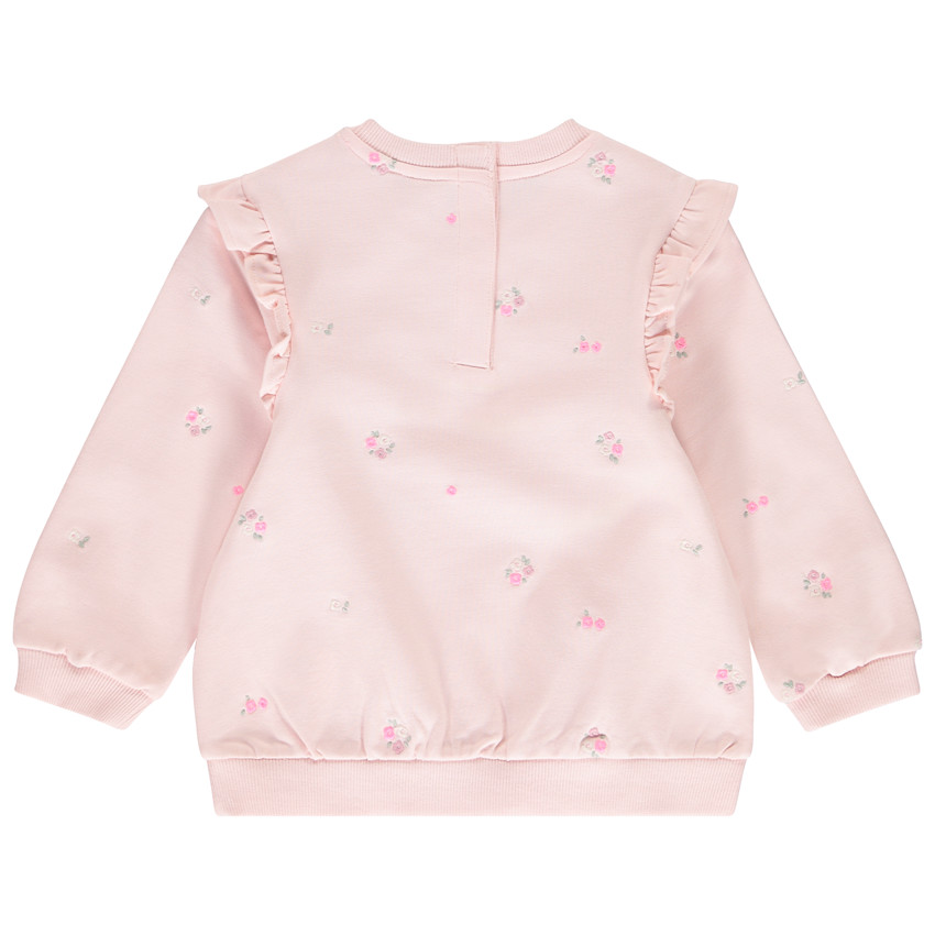Sweat molleton brodé et volanté pour bébé fille  