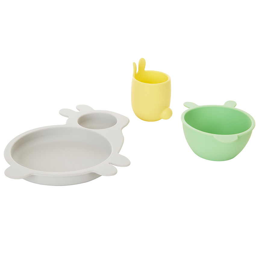 Set repas en silicone Beige 