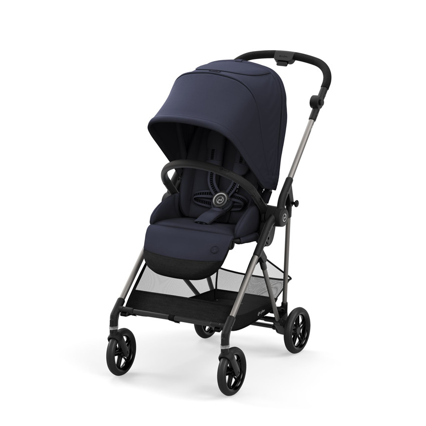 Poussette Melio 2 châssis Taupe et siège Bleu Marine 