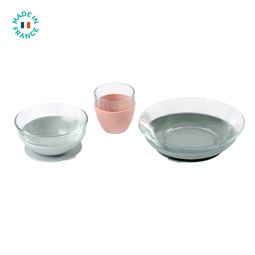 Coffret repas en verre 3 pièces - Eucalyptus