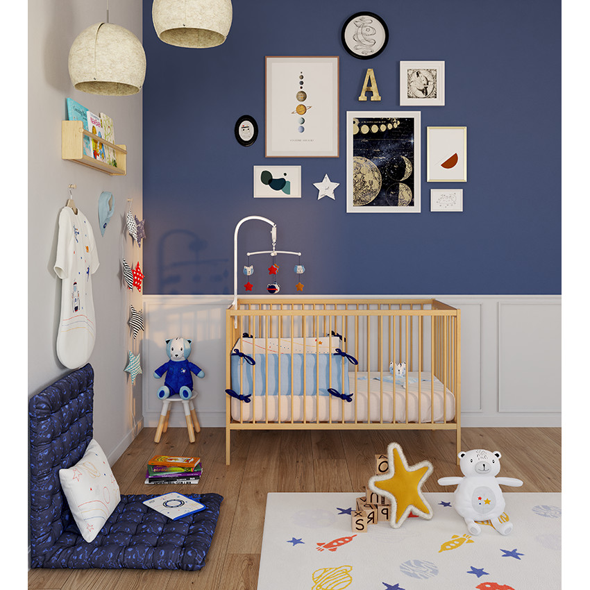 Coussin décoratif à broderies thème espace 