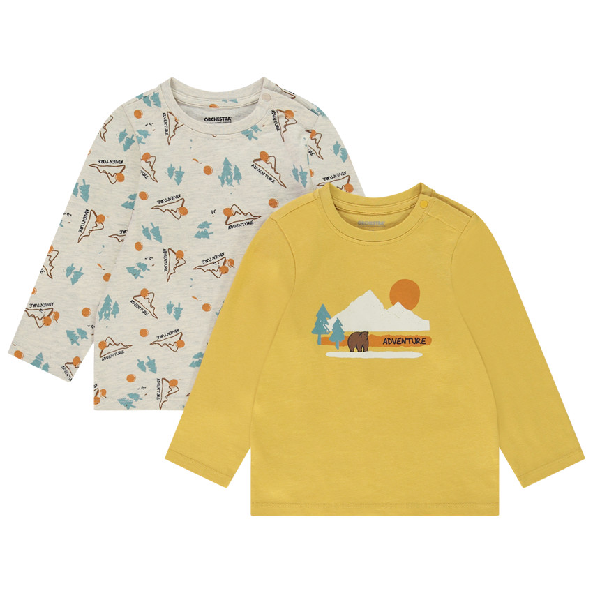 Lot de 2 t-shirts manches longues fantaisie pour bébé garçon