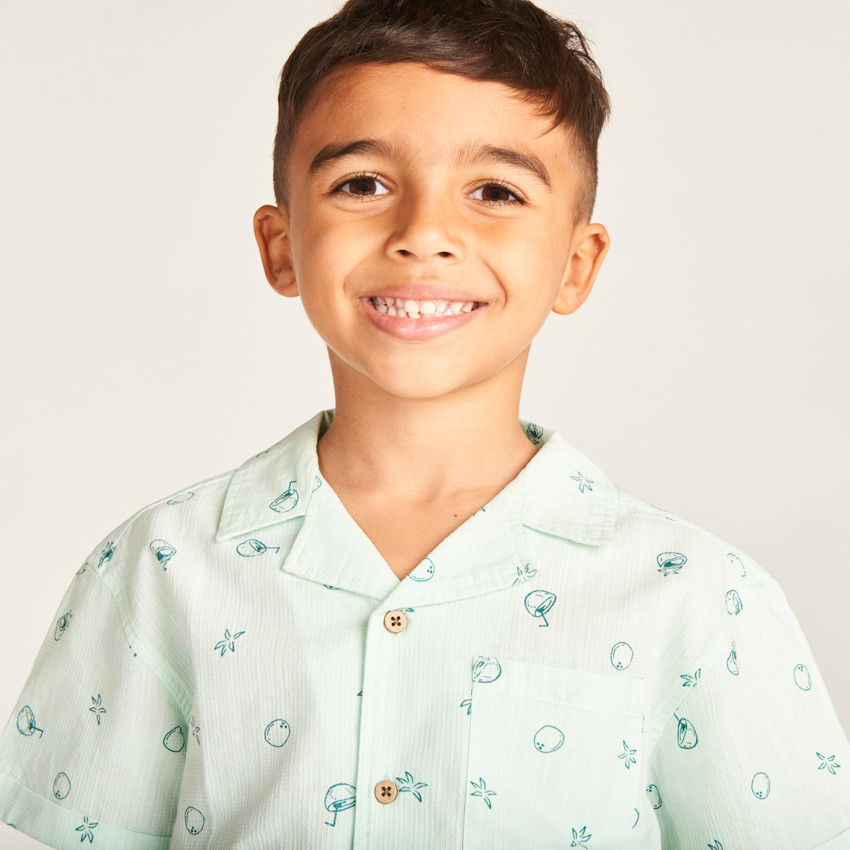 Chemise manches courtes imprimé noix de coco pour garçon 