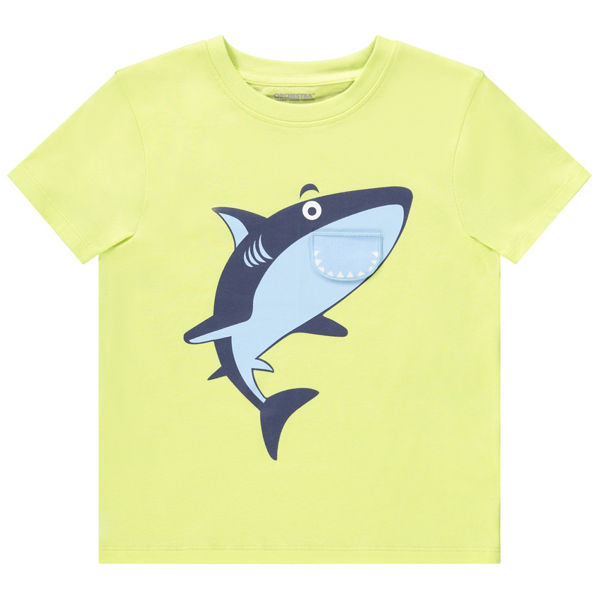 T-shirt manches courtes en jersey avec print ludique pour garçon - Vert anis