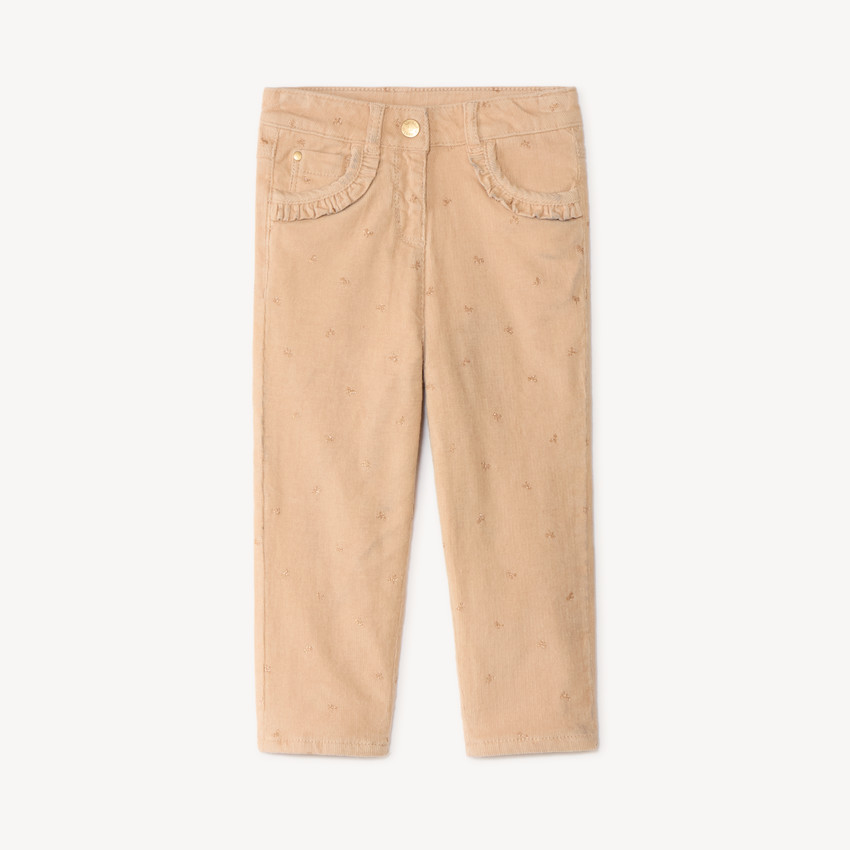 Pantalon slim en velours bébé fille imprimé fantaisie 