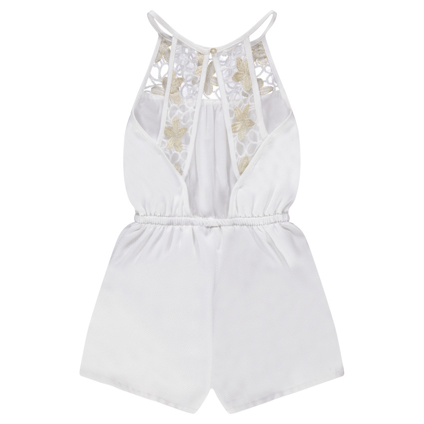 Junior - Combishort de cérémonie avec motifs en crochet et touches de doré 