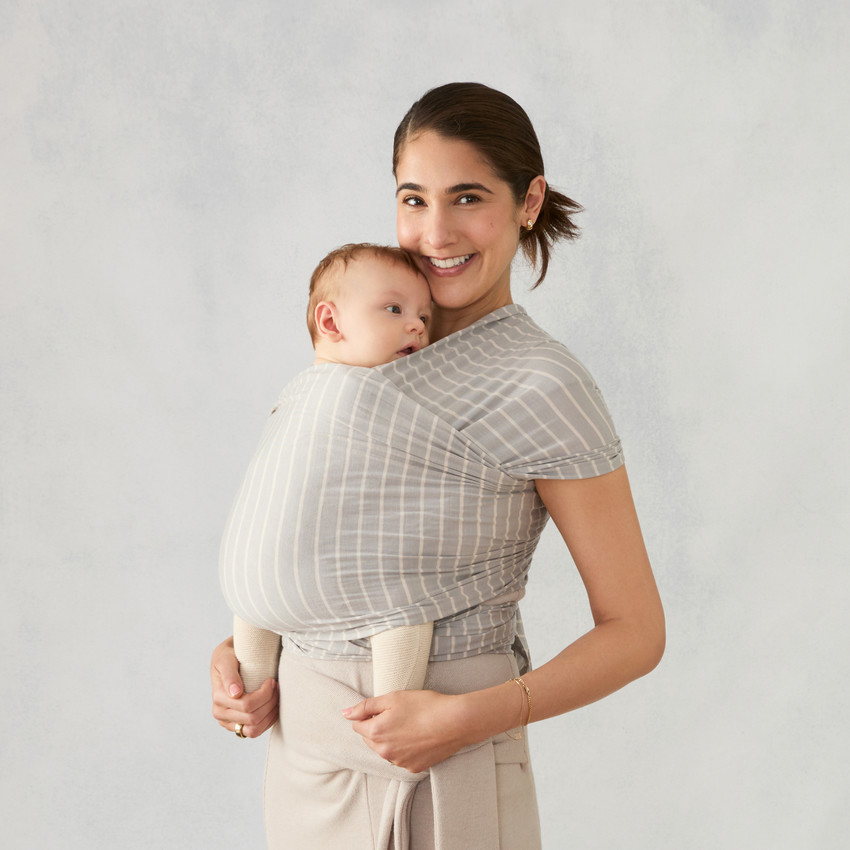 Écharpe de portage en tricot Aura grey stripes 