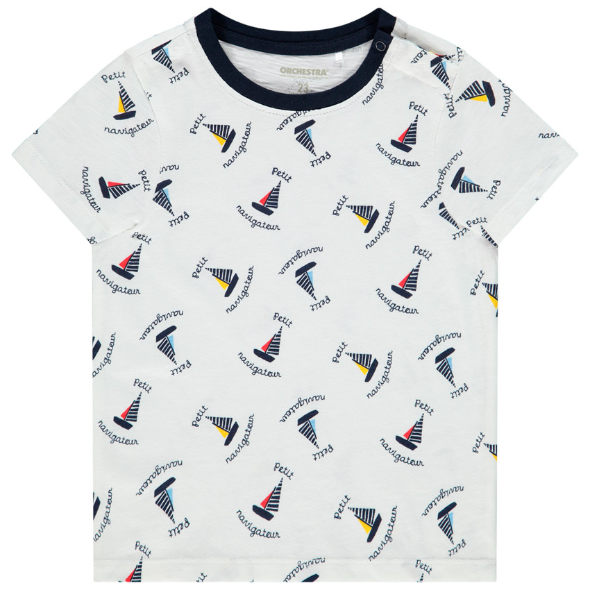 T-shirt manches courtes imprimé bateaux pour bébé garçon 