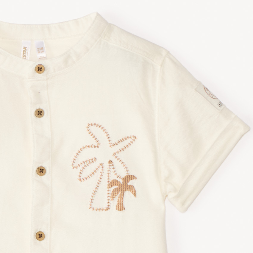 Chemise manches courtes broderie palmier pour bébé garçon 