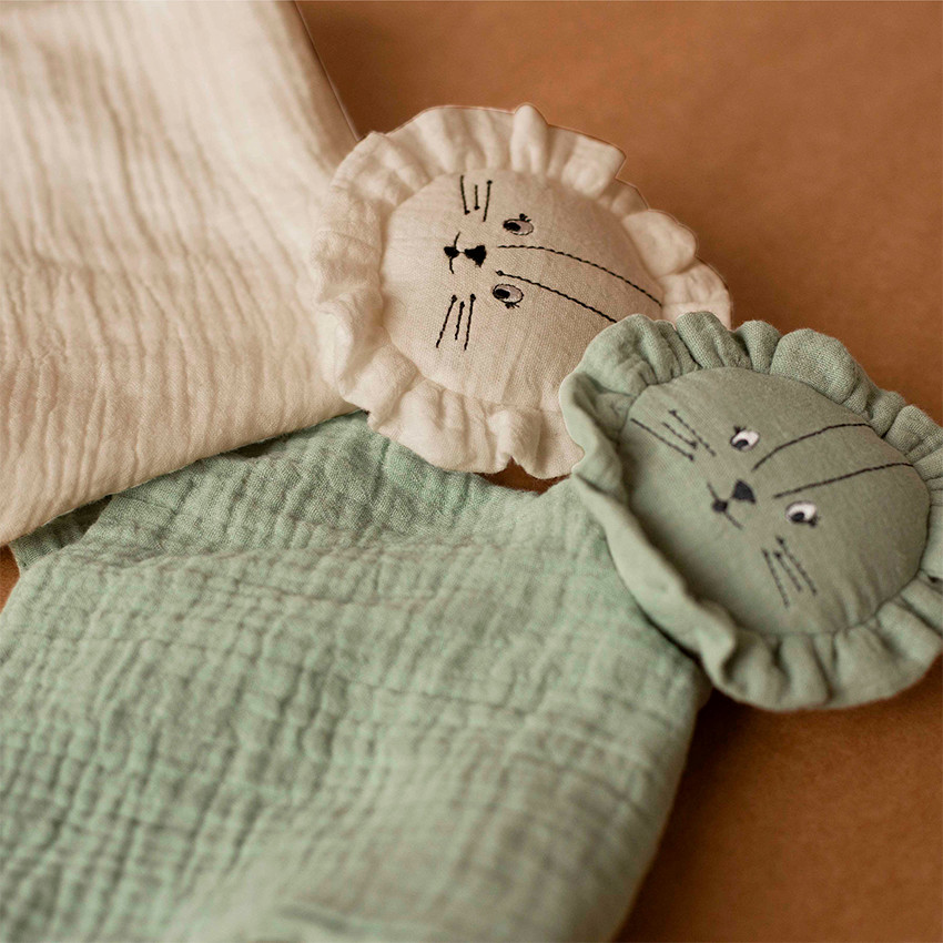 Doudou mousseline Lion Tam Tam Sable 34x34cm 