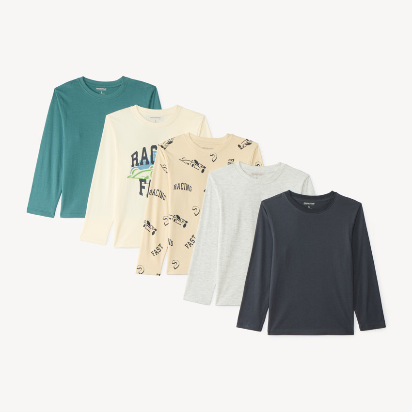 Lot de 5 t-shirts manches longues garçon print fantaisie 