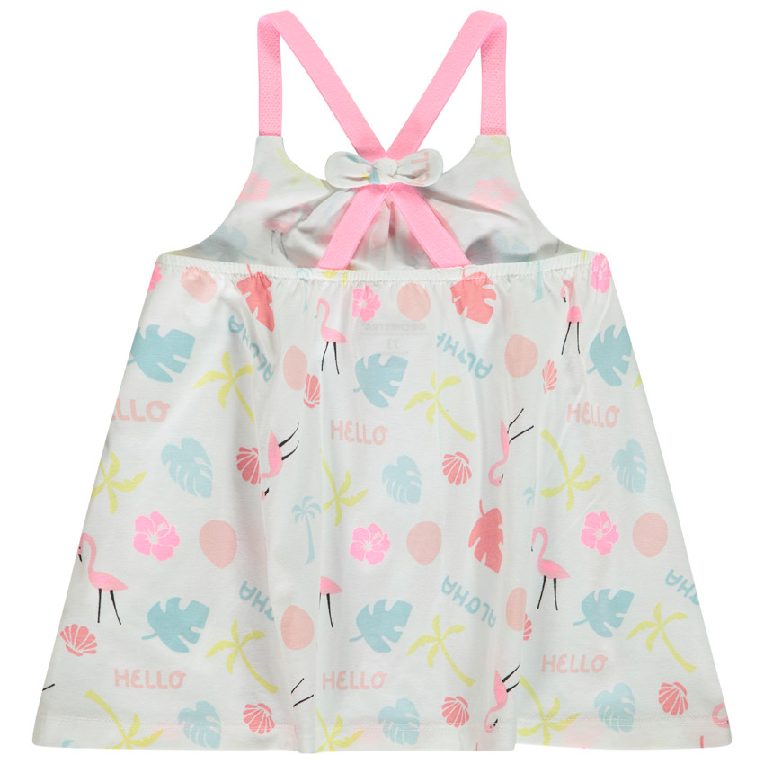Tunique sans manches imprimée fantaisie flamants roses pour bébé fille 