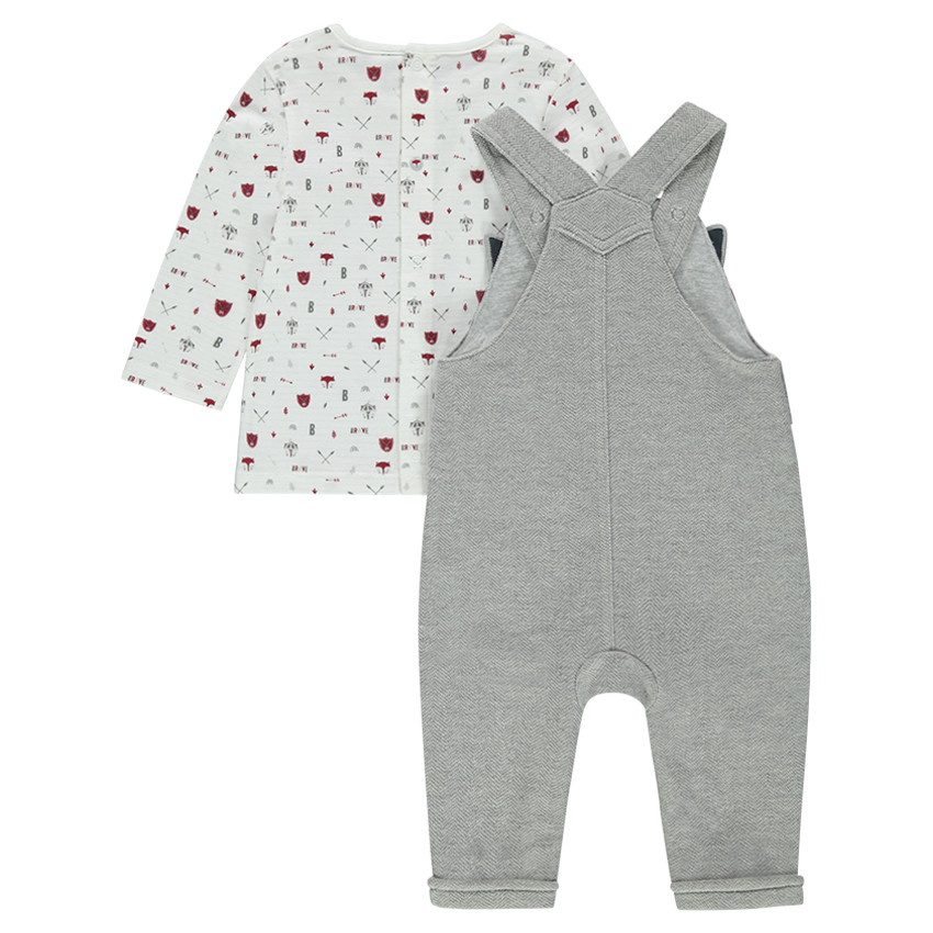 Ensemble salopette à chevrons avec tee-shirt manches longues imprimé all-over 