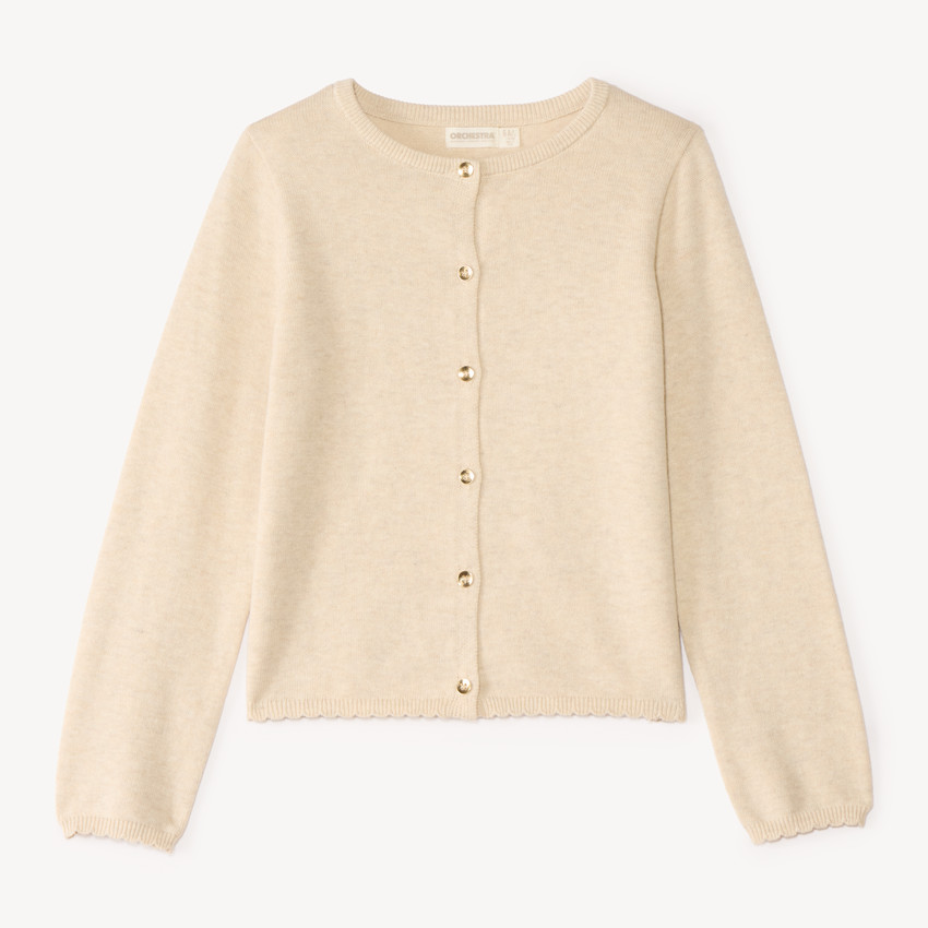 Gilet tricot uni fantaisie pour fille 